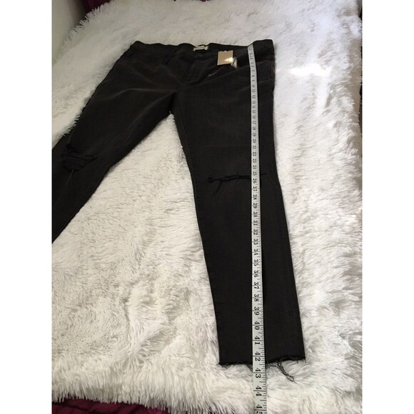 Madewell Jean Curvy 9" High Rise Skinny Black Size W36 Taller distressed #3 - Picture 4 of 12